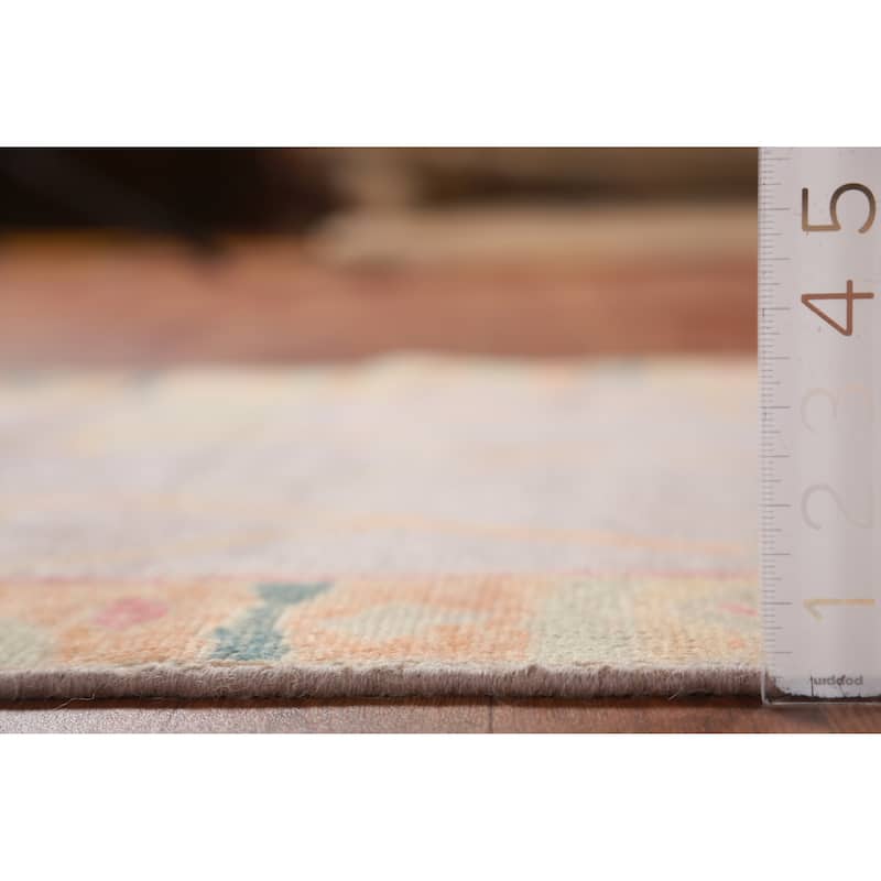 Hand Knotted Oriental 100% Wool Carpet Transitional Geometric Purples Oushak Area Rug - 4' 9'' X 3' 0''