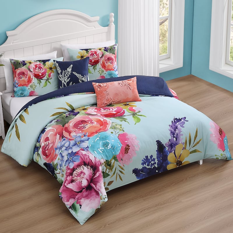 Bebejan Aqua Fiesta 100% Cotton Sateen 5 Piece Reversible Comforter Set