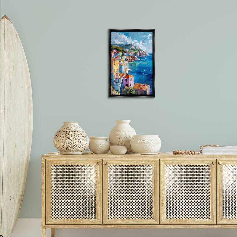 Stupell View Over Coastal Town Framed Floater Canvas Wall Art Design By LSR Design Studio