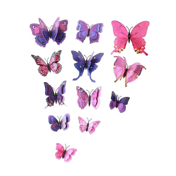 3D Butterfly Wall Sticker Decal with Double Wings with Sticker Purple