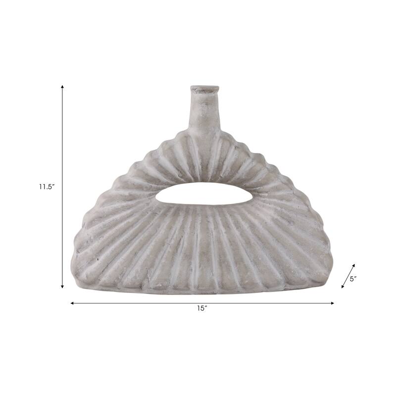 Pottery Vase Sculptural Open Center for Decorative Table Accent