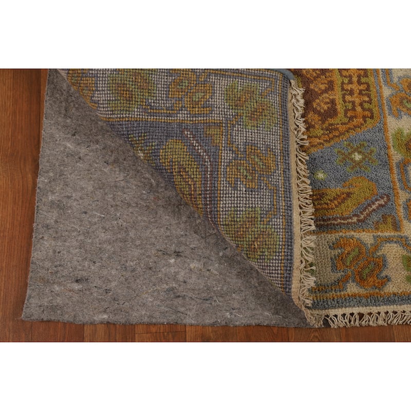 Gray Geometric Kazak Oriental Runner Rug Handmade Wool Carpet - 2'6" x 9'10"