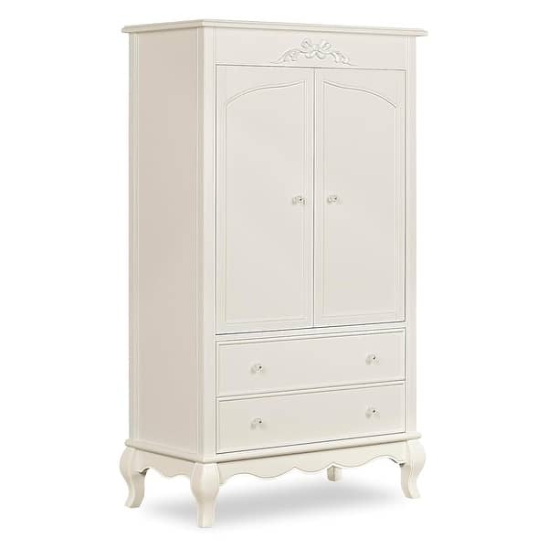 slide 2 of 7, Evolur Aurora Ivory Lace Armoire CREAM - 2-drawer