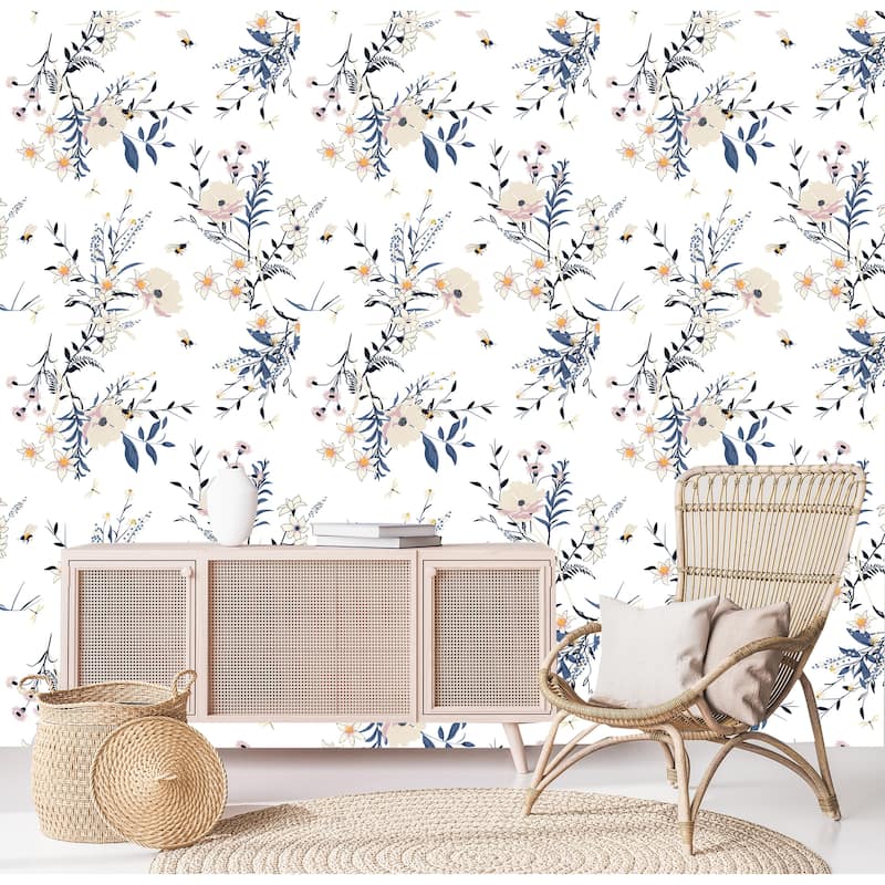 Olivia Gardenia Removable Wallpaper - 24'' inch x 10'ft