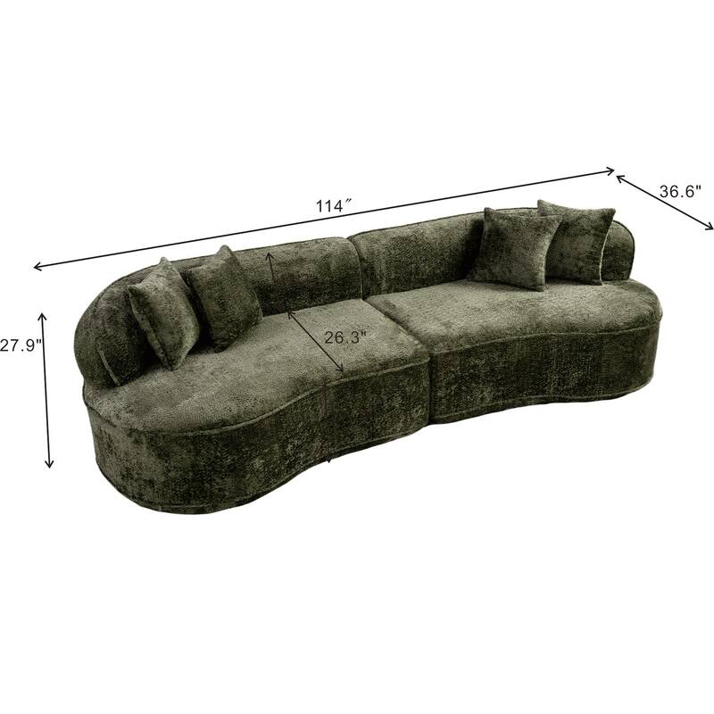ModernCurved Sectional Sofa, Oversized Minimalist Sleeper Couch