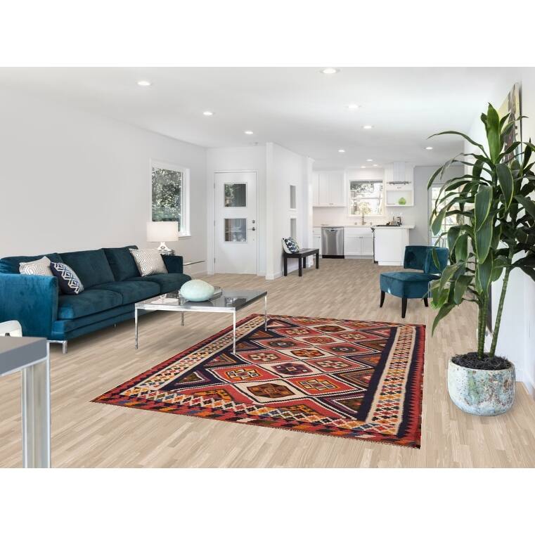 Kilim Qashqai Persian Area Rug Flatweave Wool Carpet - 5'4"x 8'1"