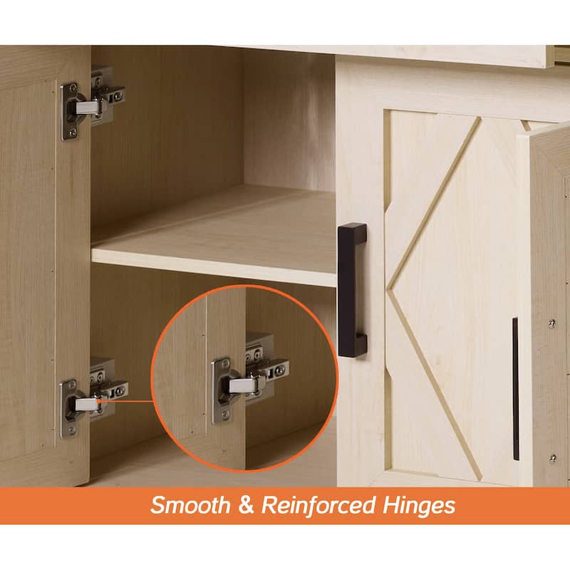 Farmhouse Entertainment Center with Storage Barn Door Cabinet for 50"-130" TVs