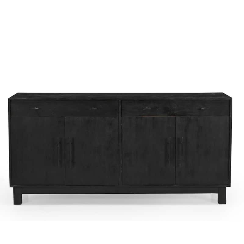 Grackle Solid Wood 4 Door Sideboard Buffet Sideboard Cabinet - Black