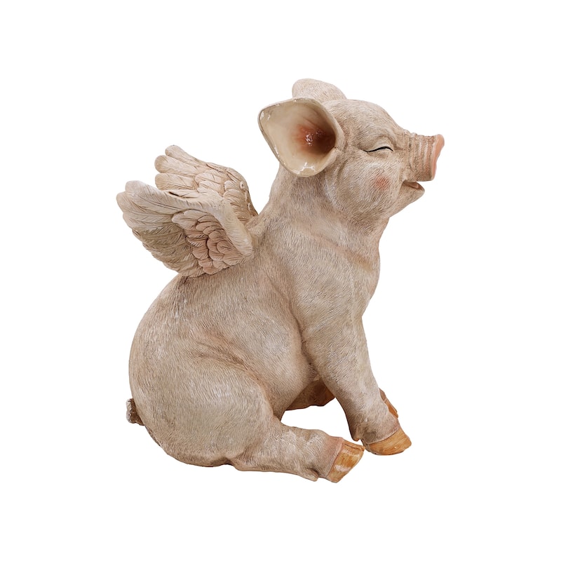 16.65" H Smiling Pig W/Wings Sitting