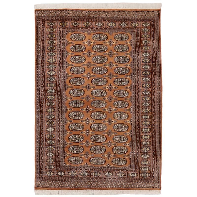 Rustic Bokhara Alma Brown Beige Hand Knotted Rug - 4'0'' x 6'4''