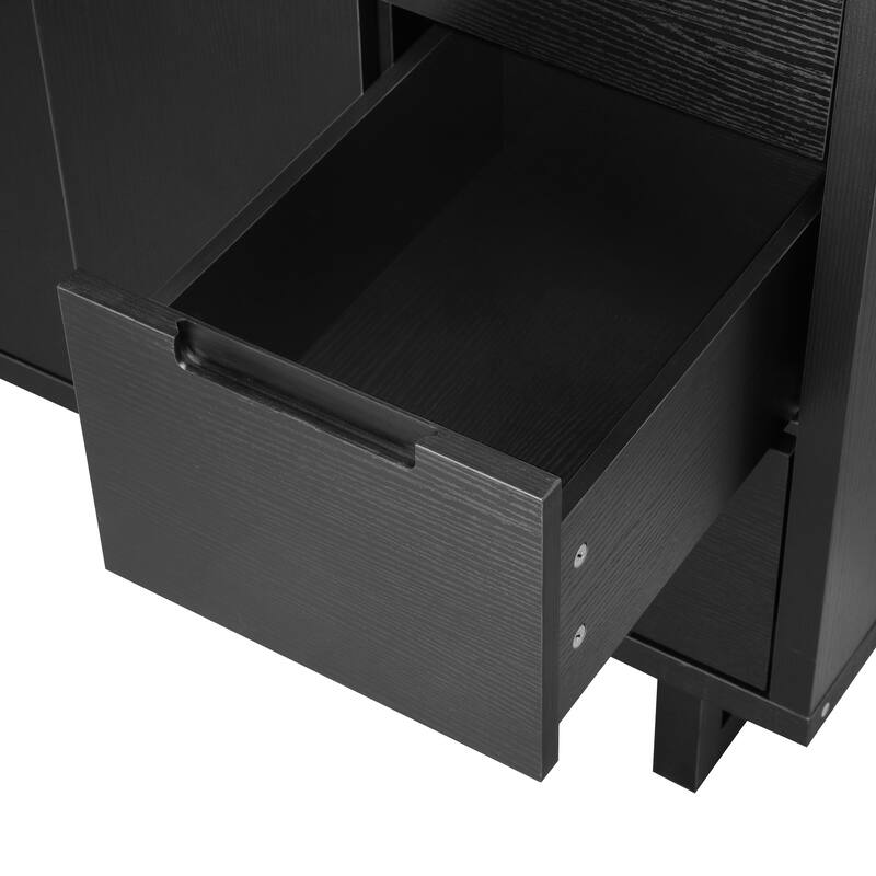 47.2"Modern Bathroom Vanity with 2 Cabinet Doors, 6 Drawers, Hidden Soft-Close Slides, SMC Resin Top, Space-Saving Design