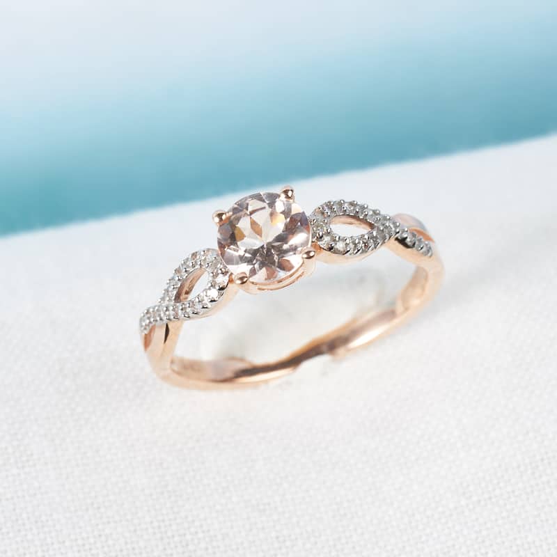 Miadora 10k Rose Gold Morganite and 1/10ct TDW Diamond Infinity Engagement Ring