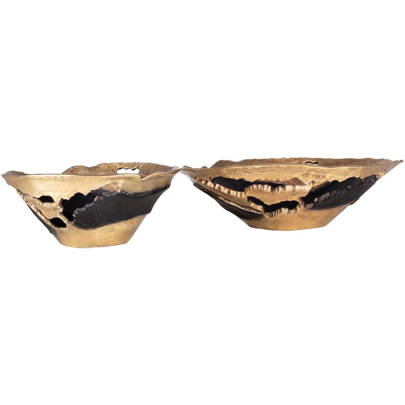 Molakos Modern Aluminum Decorative Bowls (2 Pieces) - 12" x 11.5" x 5.25", 18.25" x 17" x 5.5"