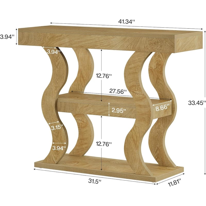Console Table for Entryway, 3-Tier Wood Sofa Table with Storage Shelves for Living Room, Hallway, Foyer, Entrance