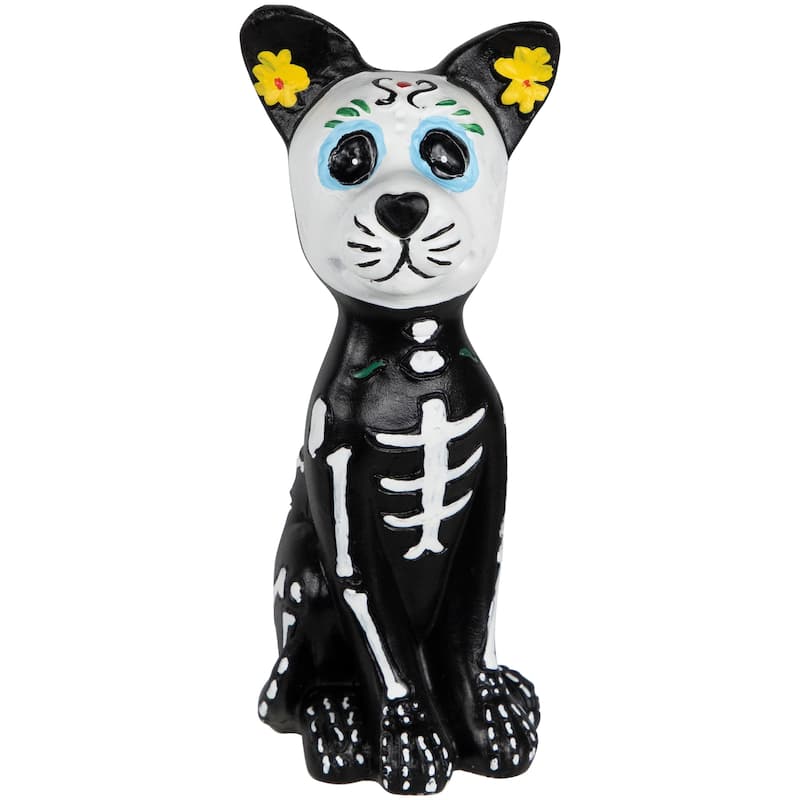 5" Black Day of the Dead Skeleton Dog Figurine Decoration