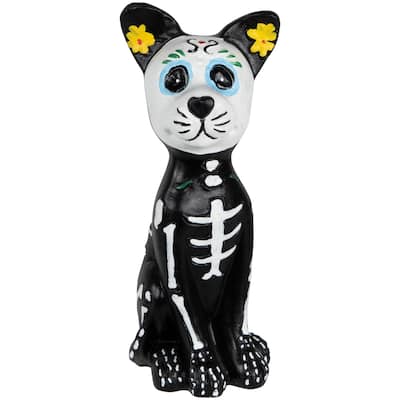 5" Black Day of the Dead Skeleton Dog Figurine Decoration