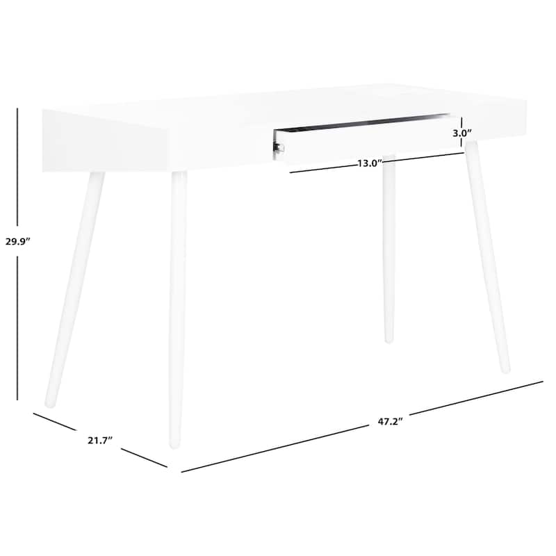 SAFAVIEH Ardelle Mid Century Scandinavian White One Drawer Desk