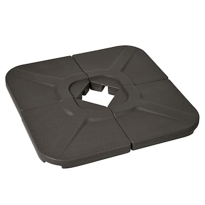 Set of 4 Cantilever Umbrella Base Weights HDPE Outdoor Fillable with Water or Sand for Offset Parasols Brown