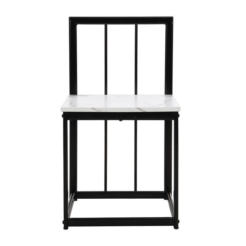 Mid-Century 7-Piece Dining Table Set for 6 People, Kitchen Dining Room Table Set with Faux Marble Dining Table and 6 Chairs