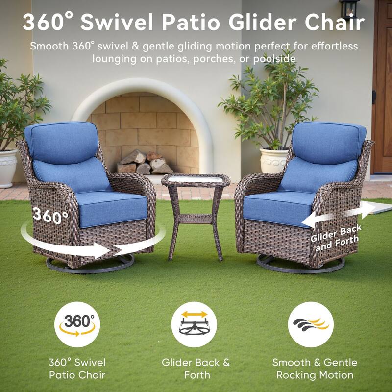 Pocassy 4Pieces Swivel Glider Chairs with 5Inch 6Inch Cushion