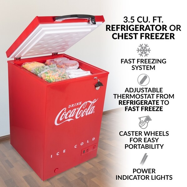 Coca-Cola 3.5 Cu.Ft. Refrigerator & Chest Freezer, Red - Bed Bath