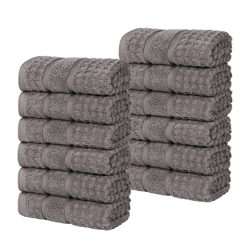 Superior Napa Zero Twist Cotton Waffle Face Towel Washcloth Set of 12
