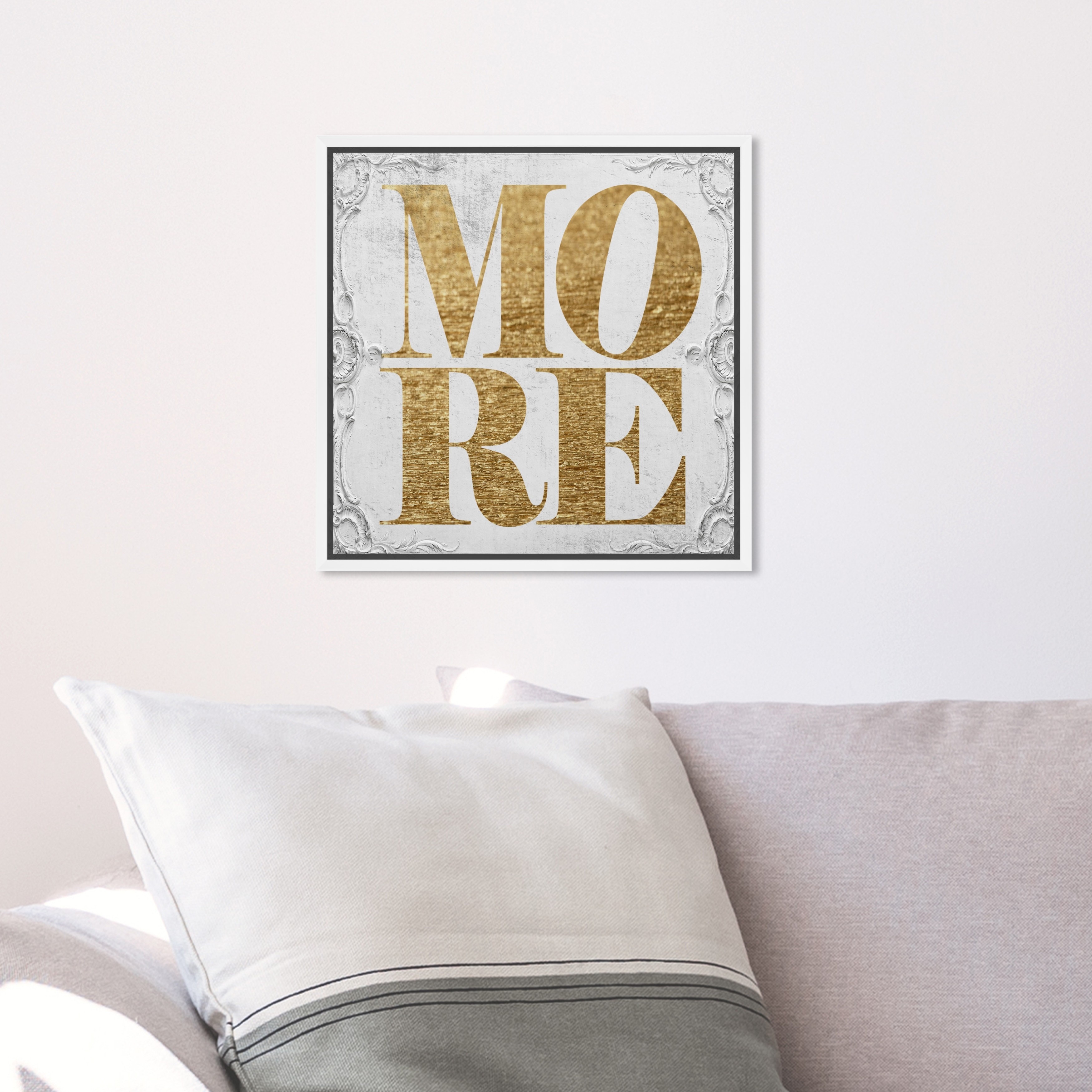 Oliver Gal 'More Gold Letters' Typography and Quotes Wall Art Framed Canvas  Print Love Quotes and Sayings - Gold, White - Bed Bath & Beyond - 32480456