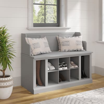 Woodland 40W Entryway Bench with Shelves by Bush Furniture