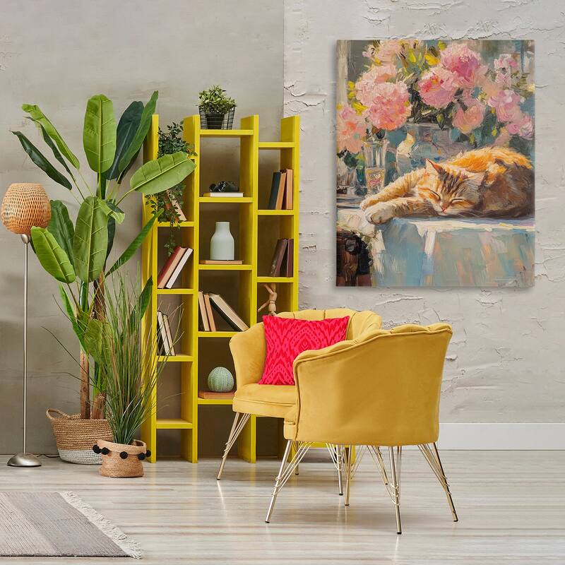 Stupell Orange Cat Resting Canvas Wall Art Design By Nini Art