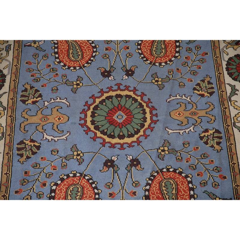 Blue Paisley Kazak Oriental Area Rug Wool Carpet - 7'10"x 10'2"