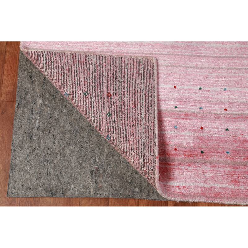 Hand Knotted Oriental 100% Wool Carpet Tribal Animal Pictorial Pink Gabbeh Area Rug - 9' 11'' X 9' 8''