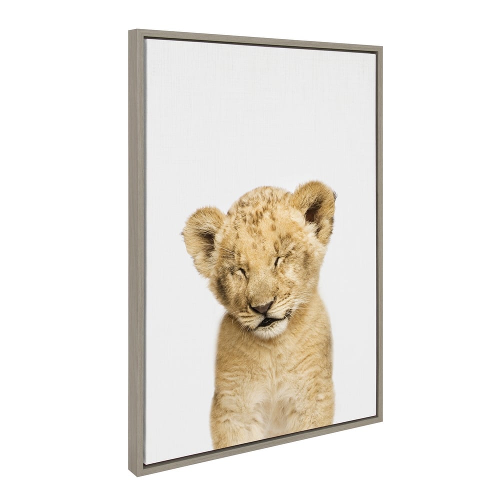 Sylvie Sleepy Baby Lion Animal Print Framed Canvas Art by Amy Peterson