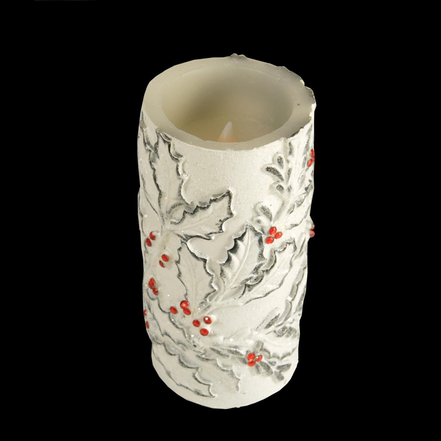 Shop 6 Holly Leaf And Berry Battery Operated Flameless Led Color Changing Wax Christmas Pillar Candle Overstock 16555864