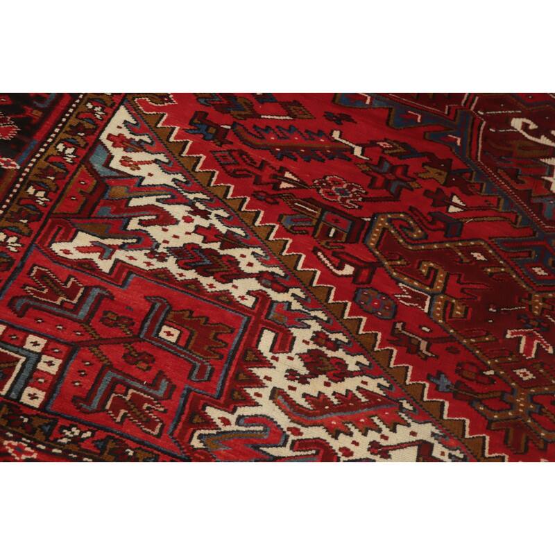 Hand Knotted Oriental 100% Wool Carpet Traditional Medallion Red Heriz Area Rug - 11' 0'' X 8' 2''