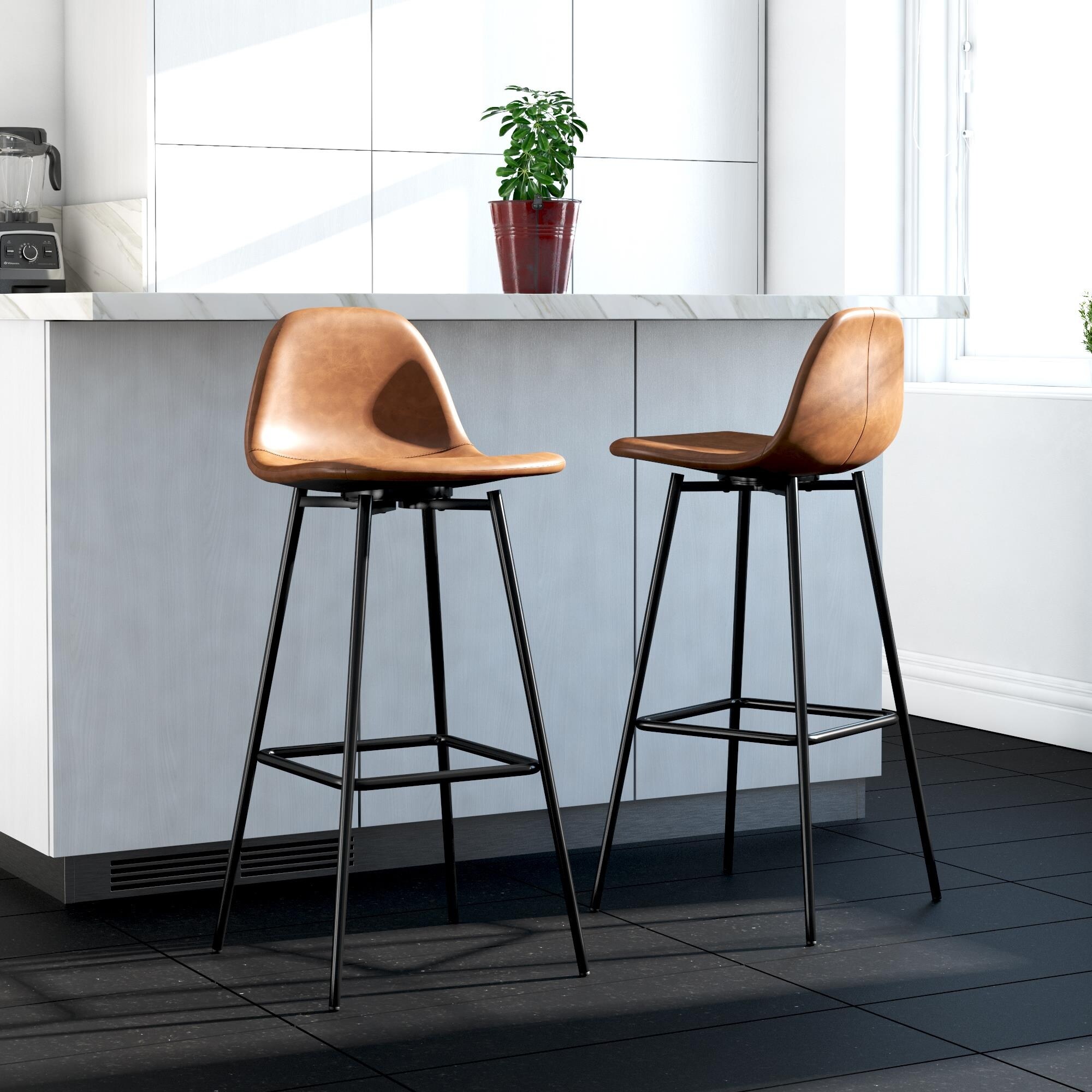 2/4PCS 24.5'' Low-Back Bar Stool Industrial Counter Height Chair Stool ...