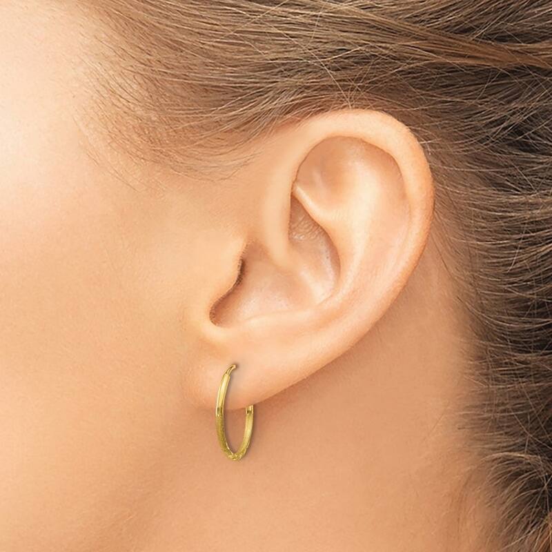 Curata 14k Yellow Gold Sparkle Cut Endless Hoop Earrings - 14x14mm