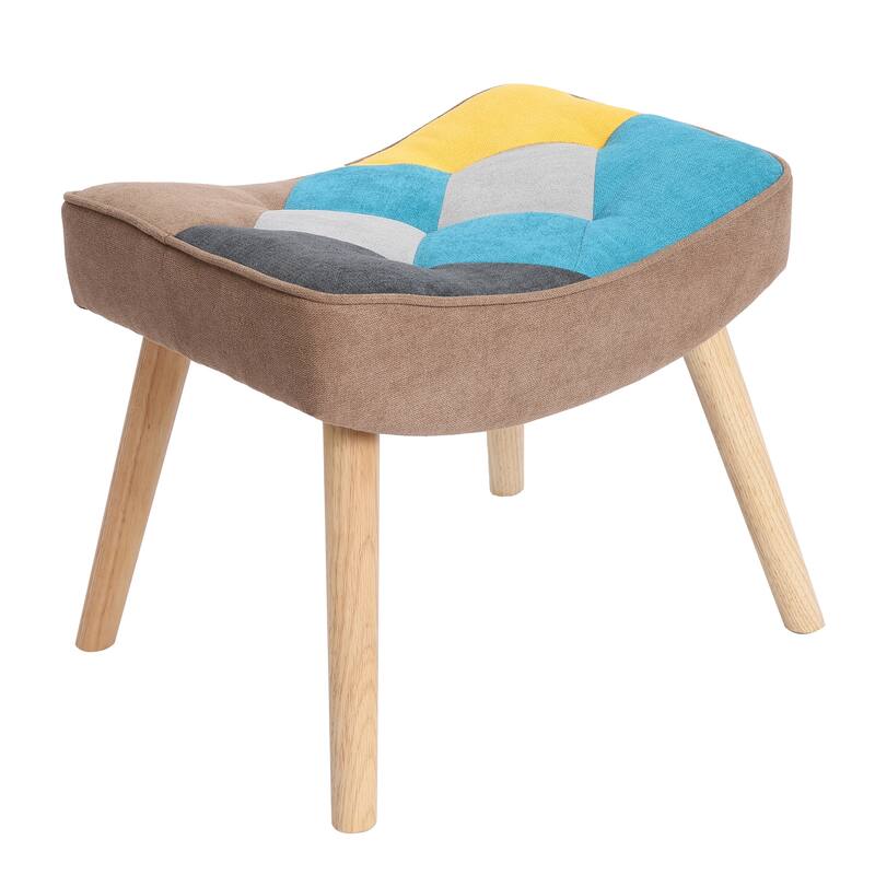 Creative Splicing Cloth Accent Chair with Ottoman