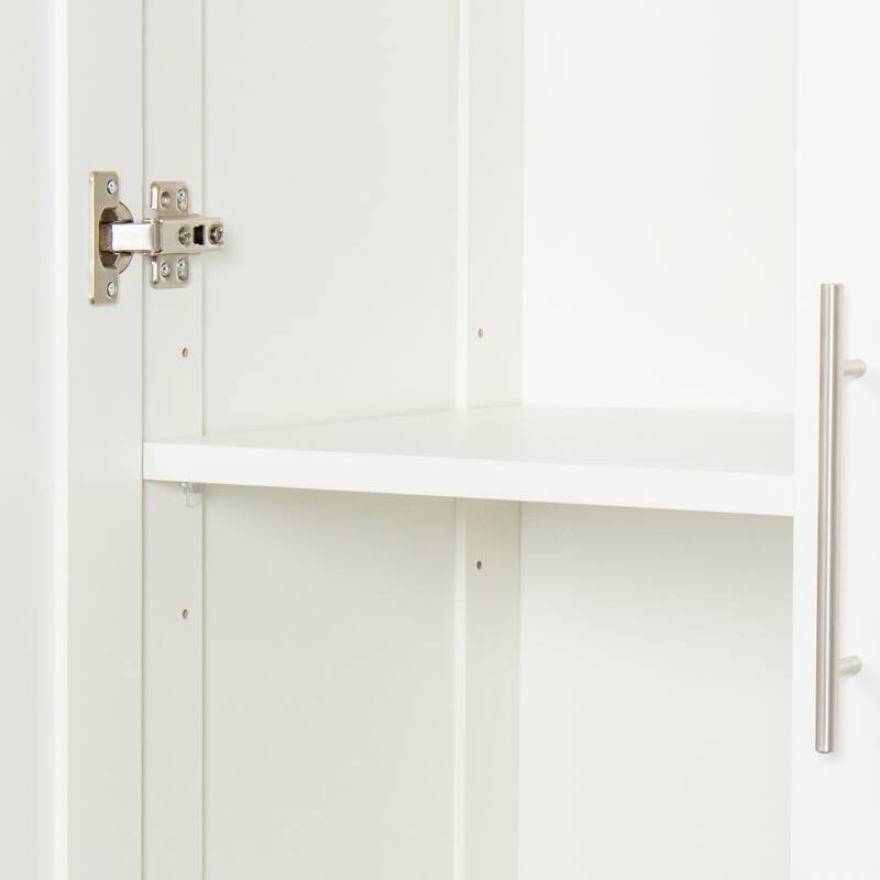 Wood High Wardrobe Cabinet with 4 Storage Spaces and 2 Doors