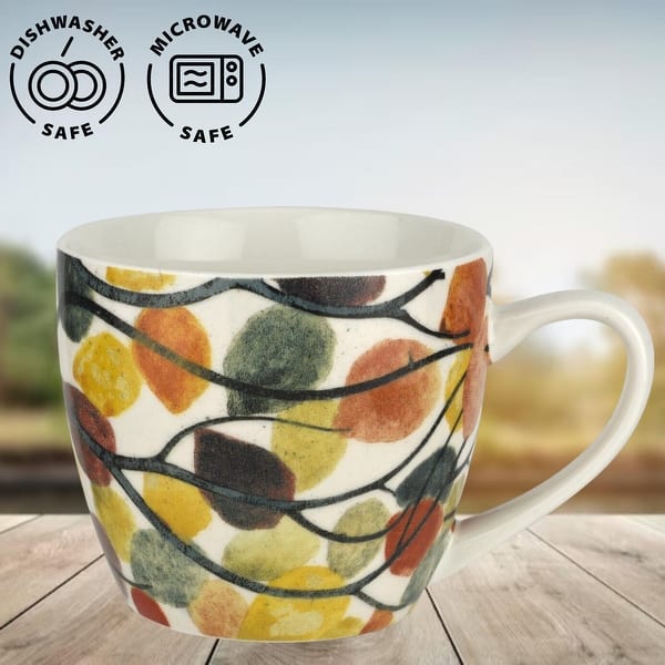 Pimpernel Dancing Leaves Porcelain Mug 16 oz Microwave Dishwasher Safe