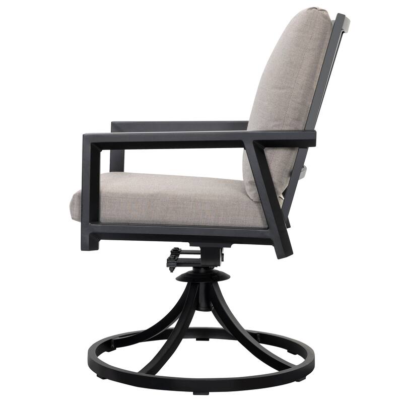 Outdoor 5-Piece Swivel Dining Set with Gray Soft Cushions