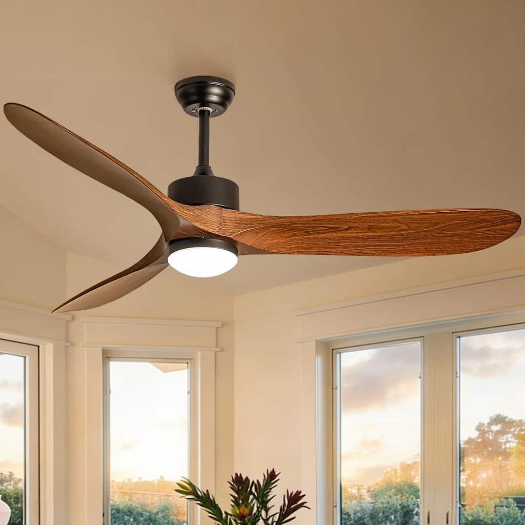 60" Farmhouse Ceiling Fan with LED Light Remote Control,Quiet DC Motor 6 Speed Levels for Living Room, Bedroom, Office,Indoor