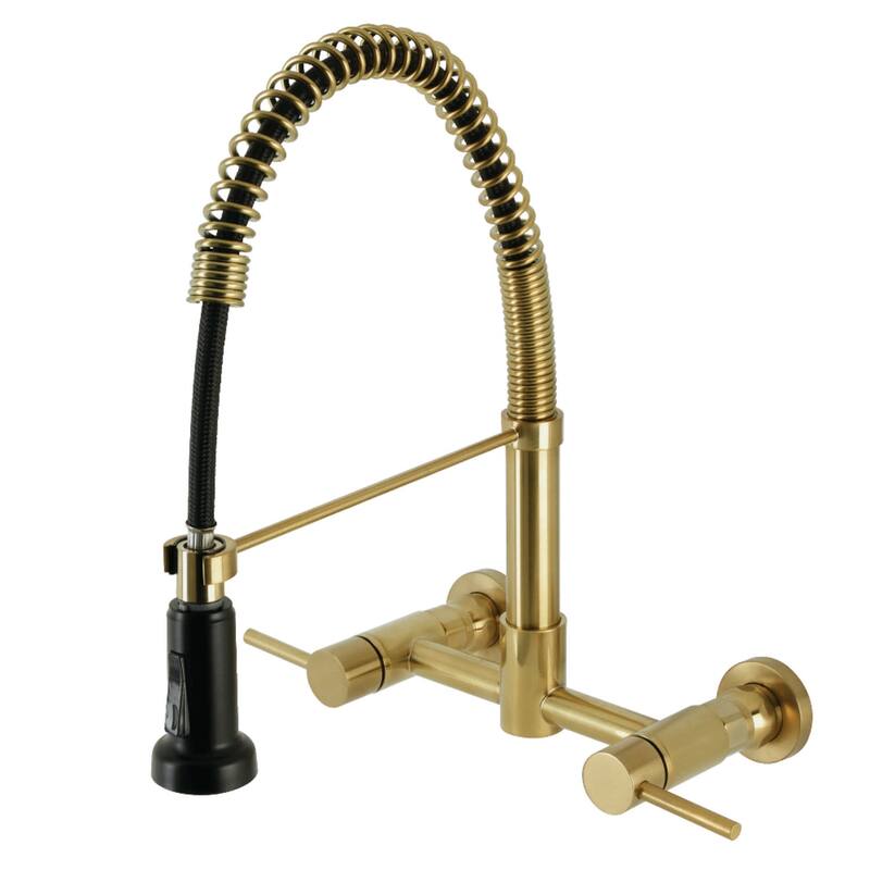 Kingston Brass Concord 1.8 GPM Wall Mounted Bridge Pre-Rinse Kitchen - Brushed Brass