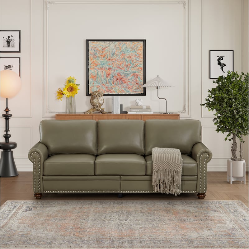 3 Seater Lounge Couch Faux Leather Deep Seat Sofa with Storage Box - Grey