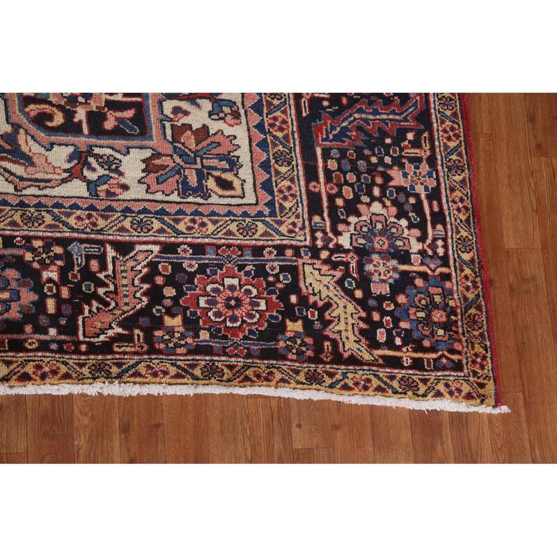 Vintage Vegetable Dye Persian Heriz Area Rug Hand-knotted Wool Carpet - 9'9" x 13'1"