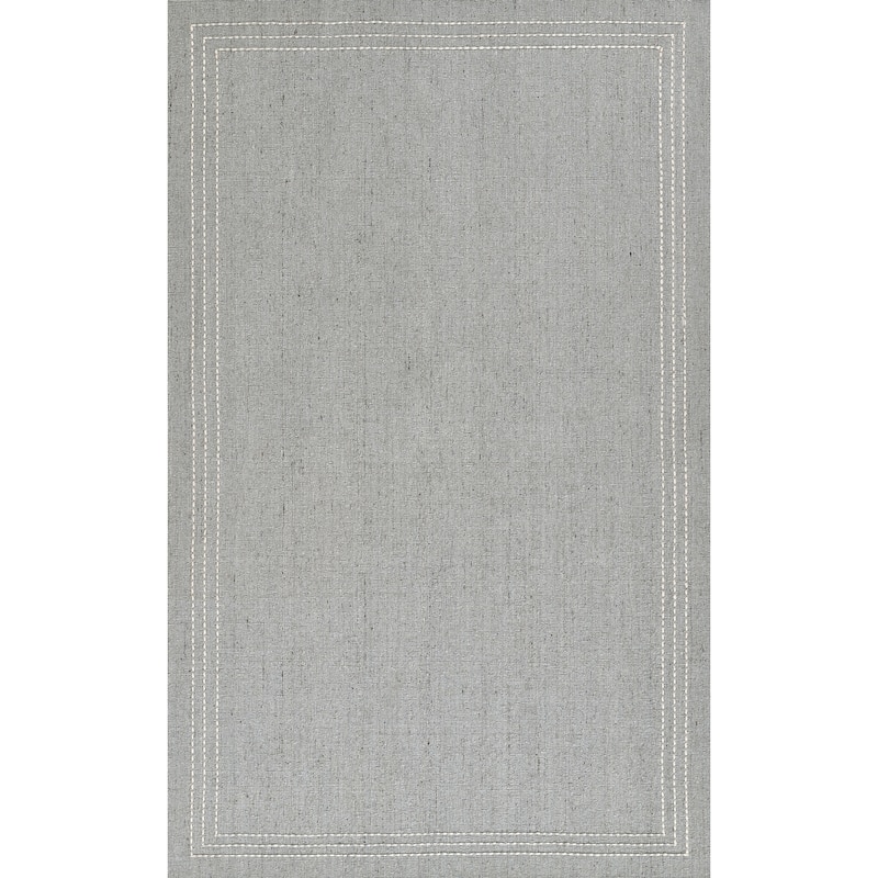 Momeni Oliver Solid Wool and Polyester Hand Loomed Area Rug - 5' x 8' - Light Blue
