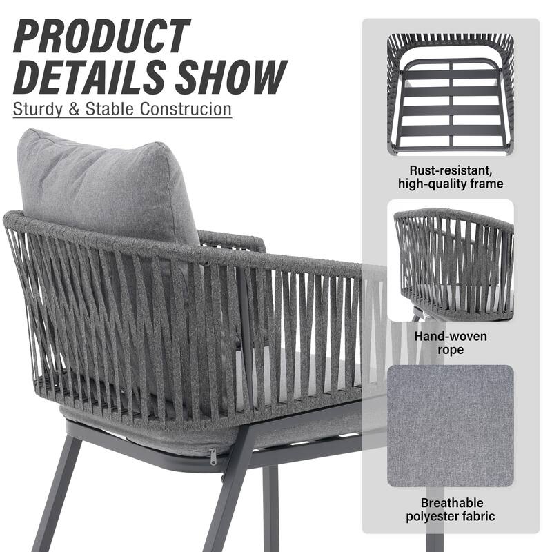 Outdoor 2 peice Aluminium Rope Dining Chairs