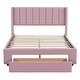 preview thumbnail 23 of 50, Beige Full Velvet Upholstered Bed with Large Storage Drawer - Stylish & Spacious