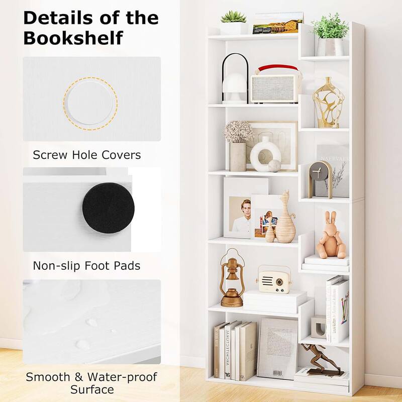 1/2PCS Display Shelf Storage Shelving Unit w/Staggered Shelves