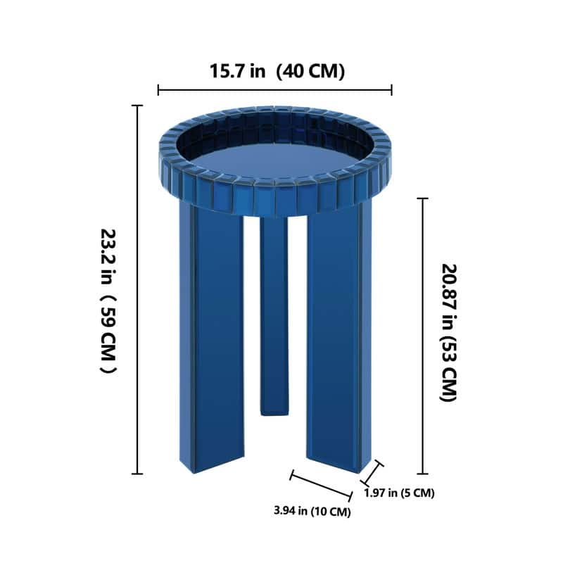 Modern Round Glass End Table with Tray Top