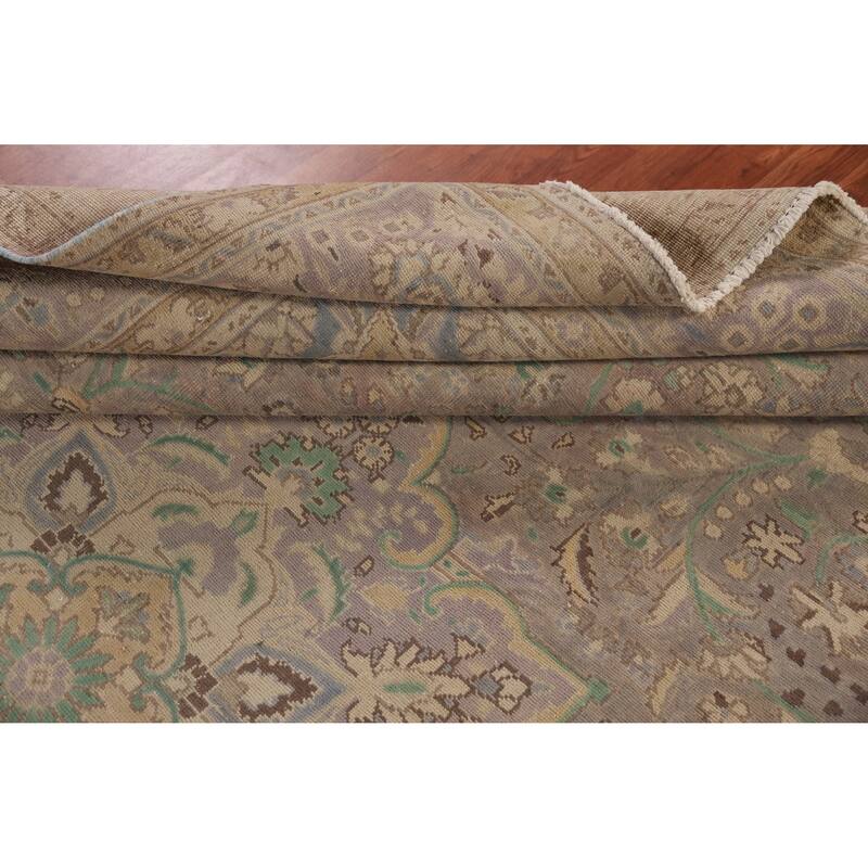 Tabriz Persian Vintage Rug Handmade Wool Carpet - 10'1" x 12'11"